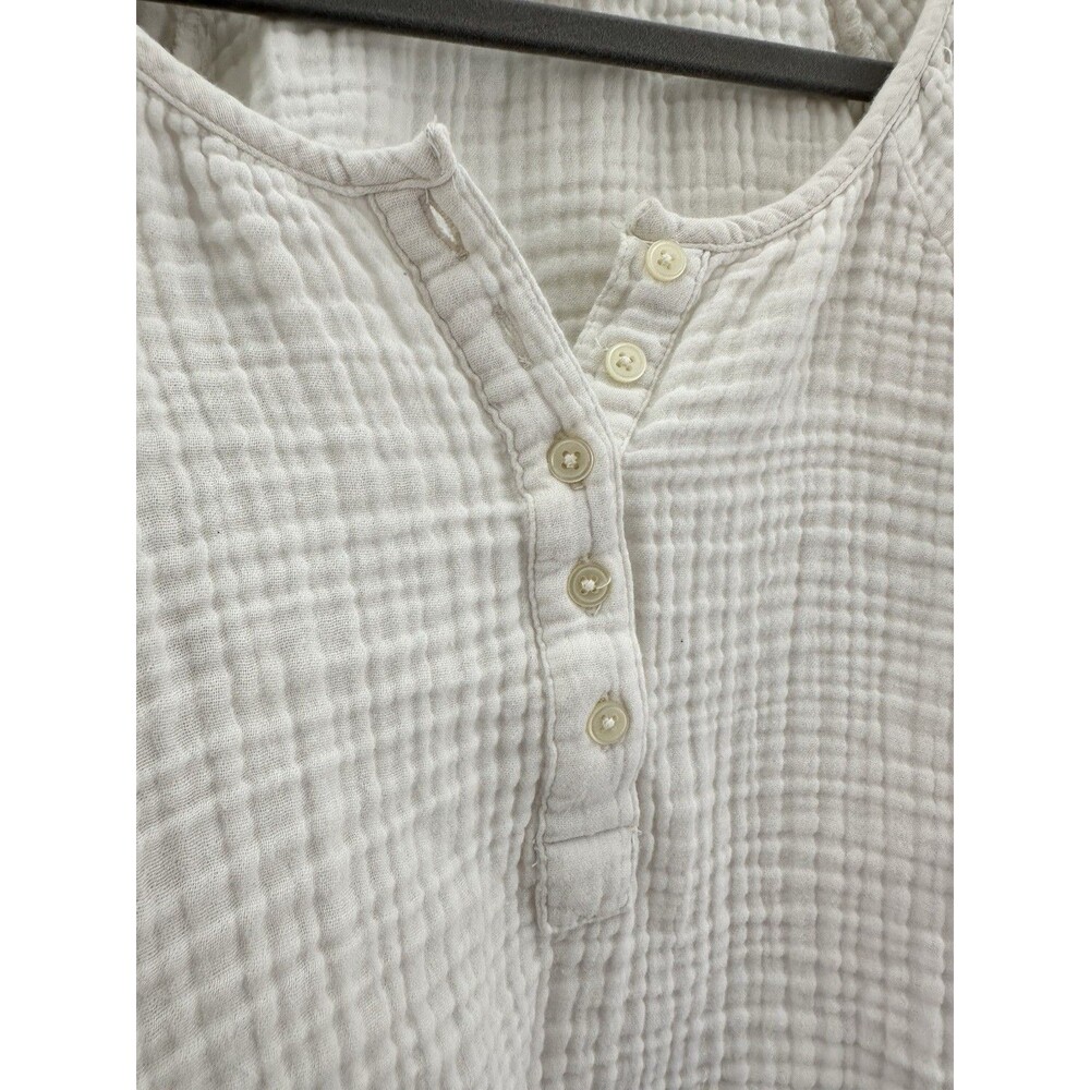 LOFT Cream Gauze Henley Blouse - Picture 5 of 10